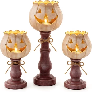 3PCS Pumpkin Tealight Candle Holder Set, Fall Decor, Halloween Party 3PCS Pumpkin Tealight Candle Holder Set, Fall Decor, Halloween Party