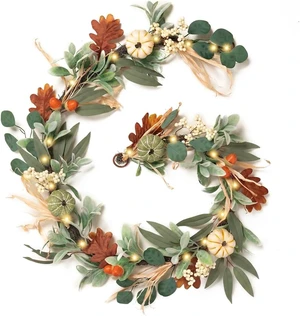 6ft Fall Garland for Mantle with Pumpkins 6ft Fall Garland for Mantle with Pumpkins