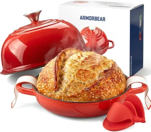 5QT Enameled Cast Iron Sourdough Bread Oven for Homemade, Red 5QT Enameled Cast Iron Sourdough Bread Oven for Homemade, Red