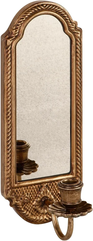 Vintage Gold Wall-Mounted Candle Sconce with Mirror - Floral Base & 3D Woven Texture for Bathroom, Dining Room, Entryway Vintage Gold Wall-Mounted Candle Sconce with Mirror - Floral Base & 3D Woven Texture for Bathroom, Dining Room, Entryway