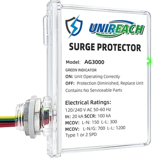 AG3000 HVAC Surge Protector, 120/240V AC, TPMOV Whole House Protection AG3000 HVAC Surge Protector, 120/240V AC, TPMOV Whole House Protection
