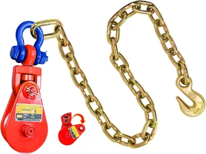 Upgraded Snatch Block with Chain, Snatch Block 2 Ton WLL, for 3/8" Wire Rope,Snatch Block Pulley for Towing and RecoveryRollback Wrecker Car Carrier Tow Truck Accessories Upgraded Snatch Block with Chain, Snatch Block 2 Ton WLL, for 3/8" Wire Rope,Snatch Block Pulley for Towing and RecoveryRollback Wrecker Car Carrier Tow Truck Accessories