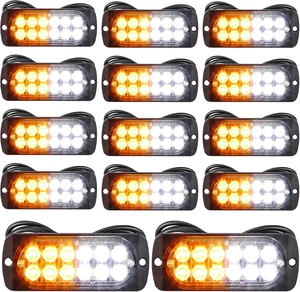 14 Pcs 12 LED Strobe Lights for Trucks 12-24v Amber and White 14 Pcs 12 LED Strobe Lights for Trucks 12-24v Amber and White