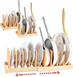 Pot and Pan Organizer for Under Cabinet Bamboo Pot Lid Organizer for Cabinet with Magnetic Lock, Expandable 2-in-1, Adjustable Dividers, Non-Slip Base for Cutting Boards, Cookie Sheets, Bakeware Pot and Pan Organizer for Under Cabinet Bamboo Pot Lid Organizer for Cabinet with Magnetic Lock, Expandable 2-in-1, Adjustable Dividers, Non-Slip Base for Cutting Boards, Cookie Sheets, Bakeware