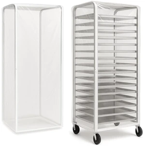 Bun Rack Cover - Transparent PVC with 4 Sided Zippers - Universal 20 Tier Sheet Pan & Speed Rack Cover - Heavy Duty, Waterproof & Dustproof Bakery rack cover Bun Rack Cover - Transparent PVC with 4 Sided Zippers - Universal 20 Tier Sheet Pan & Speed Rack Cover - Heavy Duty, Waterproof & Dustproof Bakery rack cover