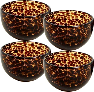 4 Pcs Tortoise Shell Pattern Bowls Brown 4 Inch 4 Pcs Tortoise Shell Pattern Bowls Brown 4 Inch