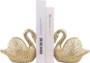 Swan Decorative Bookends,Resin Book Ends for Shelves,Unique Gold Book Holders,Heavy Duty Swan Decor for Home Office Desk Bookshelf,Set of 2,Gifts for Anniversary Swan Decorative Bookends,Resin Book Ends for Shelves,Unique Gold Book Holders,Heavy Duty Swan Decor for Home Office Desk Bookshelf,Set of 2,Gifts for Anniversary