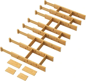 Kitchen Drawer Dividers - Adjustable Drawer Organizer for Clothes, Kitchen, Closet & Office - 8 Pack with Inserts, 18-22.6 Inches, Non-Slip Silicone Ends Kitchen Drawer Dividers - Adjustable Drawer Organizer for Clothes, Kitchen, Closet & Office - 8 Pack with Inserts, 18-22.6 Inches, Non-Slip Silicone Ends