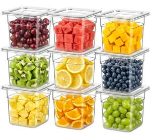 9-Pack 1/6 Size 4''Deep NSF Polycarbonate Food Pans with Lids 9-Pack 1/6 Size 4''Deep NSF Polycarbonate Food Pans with Lids