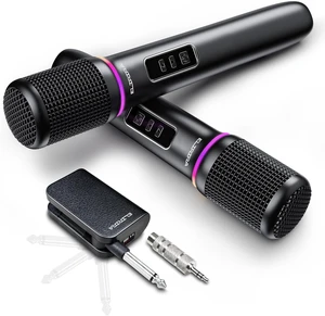 Dual Handheld Wireless Rechargeable RGB Lights Microphone System Dual Handheld Wireless Rechargeable RGB Lights Microphone System