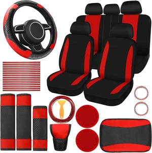 41 Pcs Red Black Car Accessories Set Automotive Seat Covers 41 Pcs Red Black Car Accessories Set Automotive Seat Covers