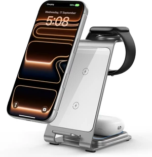 Aluminum 3 in 1 Wireless Charging Station for iPhone 17 16 15 14 13 12 11 Pro Max XR, Wireless Charger for Watch 11 10 9 8 7 Ultra SE 3 2, Phone Charger for AirPods 4 Pro 2 3 (Silver) Aluminum 3 in 1 Wireless Charging Station for iPhone 17 16 15 14 13 12 11 Pro Max XR, Wireless Charger for Watch 11 10 9 8 7 Ultra SE 3 2, Phone Charger for AirPods 4 Pro 2 3 (Silver)
