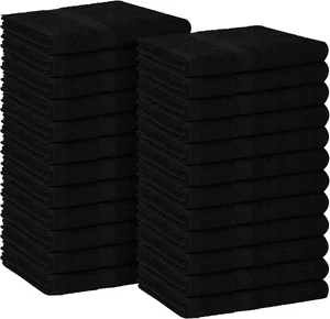 Salon Towel - Black Hand Towels Bulk Pack of 24 - 100% Cotton Absorbent Spa, Facial & Gym Towel for Working Out - 16x27 Inches (Not Bleach Proof) Salon Towel - Black Hand Towels Bulk Pack of 24 - 100% Cotton Absorbent Spa, Facial & Gym Towel for Working Out - 16x27 Inches (Not Bleach Proof)