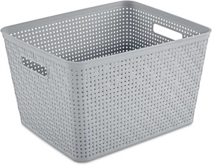 Tall Basket, Woven Plastic Storage Organizer Bin, Cement, 6-Pack Tall Basket, Woven Plastic Storage Organizer Bin, Cement, 6-Pack