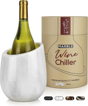 Marble Wine Chiller Bucket - 750ml Wine Bottle Cooler and Champagne Chiller for Party, Kitchen, Bar Cart Decor to Chill & Keep Bottles Cold with Unique Wine Lovers Gift Box (White) Marble Wine Chiller Bucket - 750ml Wine Bottle Cooler and Champagne Chiller for Party, Kitchen, Bar Cart Decor to Chill & Keep Bottles Cold with Unique Wine Lovers Gift Box (White)