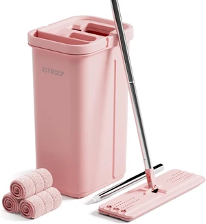 Pink Mop and Bucket with Wringer Set for Home, with 3 Reusable Microfiber Mop Pads, Hands-Free Self-Cleaning System, Suitable for Floor Cleaning and Wall Cleaner Pink Mop and Bucket with Wringer Set for Home, with 3 Reusable Microfiber Mop Pads, Hands-Free Self-Cleaning System, Suitable for Floor Cleaning and Wall Cleaner