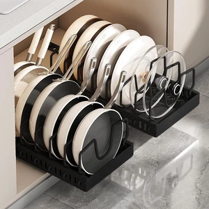 AmoiChic 2 Pack Pull Out Cabinet Organizer for Pots and Pans, Black Storage Rack with 8 Adjustable Dividers, Kitchen Cabinet Organizer for Pot Lids, Bakeware, Dishes Storage AmoiChic 2 Pack Pull Out Cabinet Organizer for Pots and Pans, Black Storage Rack with 8 Adjustable Dividers, Kitchen Cabinet Organizer for Pot Lids, Bakeware, Dishes Storage