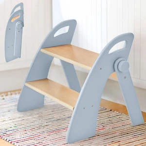 Wooden 2 Step Stool for Toddlers, Foldable 2-Step with Non-Slip Pads and Handles, Bamboo Step Stool for Kids Bathroom Sink and Potty Training, Kitchen Helper, Nursery Bedroom(Blue) Wooden 2 Step Stool for Toddlers, Foldable 2-Step with Non-Slip Pads and Handles, Bamboo Step Stool for Kids Bathroom Sink and Potty Training, Kitchen Helper, Nursery Bedroom(Blue)