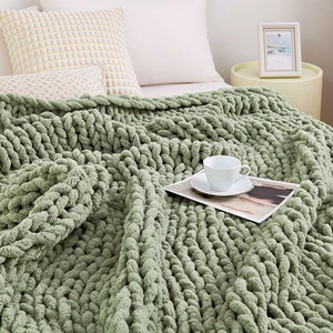 Chunky Knit Blanket Throw for Couch, 51"x63" Chunky Yarn Knitted Blankets Chunky Knit Blanket Throw for Couch, 51"x63" Chunky Yarn Knitted Blankets