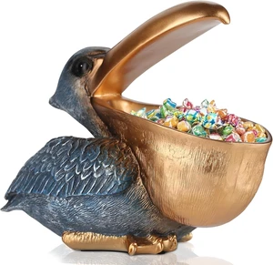 Pelican Key Holder Statues,Fun Animal Hippo Candy Dish,Candy Dish for Office Desk Unique,Modern Key Holder for Pelican Figurine,Suitability Desk candy bowl and Entry Table Decor Items(Gold1) Pelican Key Holder Statues,Fun Animal Hippo Candy Dish,Candy Dish for Office Desk Unique,Modern Key Holder for Pelican Figurine,Suitability Desk candy bowl and Entry Table Decor Items(Gold1)
