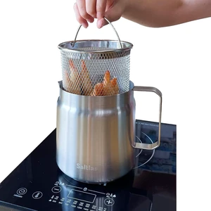 304 Stainless Steel Deep Fryer Pot with Basket and Oil Strainer, Double Bottom for Even Heating, Bacon Grease Container for Kitchen and Camping, Japanese Tempura Fryer, 2L (2Qt/68oz) 304 Stainless Steel Deep Fryer Pot with Basket and Oil Strainer, Double Bottom for Even Heating, Bacon Grease Container for Kitchen and Camping, Japanese Tempura Fryer, 2L (2Qt/68oz)