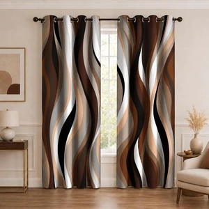 Brown Abstract Blackout Curtain, Stripe Black White Gray Aesthetic Art Window Curtains Living Room Bedroom Decor Darkening Window Drapes Treatments, 2 Panels 52x84 Inch Brown Abstract Blackout Curtain, Stripe Black White Gray Aesthetic Art Window Curtains Living Room Bedroom Decor Darkening Window Drapes Treatments, 2 Panels 52x84 Inch