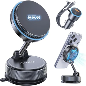 25W Qi2.2 MagSafe Car Mount Charger Built-in Cooling Fan, Upgraded Vacuum Suction Cup 360° Rotation, Magnetic Wireless Car Charger with 63W Adapter for iPhone 17 16 Pro Max S26 Ultra 25W Qi2.2 MagSafe Car Mount Charger Built-in Cooling Fan, Upgraded Vacuum Suction Cup 360° Rotation, Magnetic Wireless Car Charger with 63W Adapter for iPhone 17 16 Pro Max S26 Ultra