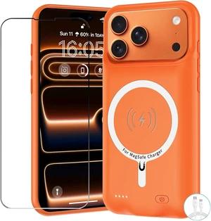 Battery Case for iPhone 17 Pro, 10000mAh Pack Rechargeable Charger Case Support Carplay with Wireless Charging Compatible for iPhone 17 Pro (6.3 inch) External Battery Charging Cover (Orange) Battery Case for iPhone 17 Pro, 10000mAh Pack Rechargeable Charger Case Support Carplay with Wireless Charging Compatible for iPhone 17 Pro (6.3 inch) External Battery Charging Cover (Orange)