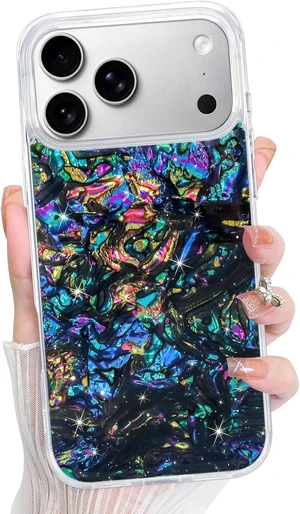 Compatible with iPhone 18 Pro Case Luxury Sparkle Opalescent Pearl -Black Compatible with iPhone 18 Pro Case Luxury Sparkle Opalescent Pearl -Black