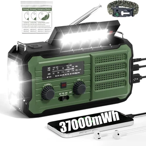 Emergency Radio Hand Crank Solar, 10000mAh/37000mWh Emergency Weather Radio Emergency Radio Hand Crank Solar, 10000mAh/37000mWh Emergency Weather Radio