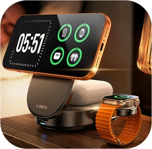 QI2.2 25W MagSafe Wireless Charger for iPhone 18 Pro Max, Qi2 25W 3 in 1 Charging Station Stand for iPhone 18/17/16/15/14/13 Pro Max, Watch&AirPods, Travel Portable with 45W Adapter QI2.2 25W MagSafe Wireless Charger for iPhone 18 Pro Max, Qi2 25W 3 in 1 Charging Station Stand for iPhone 18/17/16/15/14/13 Pro Max, Watch&AirPods, Travel Portable with 45W Adapter