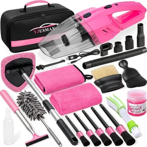 Car Detailing Kit Interior Cleaning - with 8500PA Car Vacuum Portable Cordless, Car Detailing Brush Set, Windshield Tool, Car Wash Kit for Women/Men, Pink Car Detailing Kit Interior Cleaning - with 8500PA Car Vacuum Portable Cordless, Car Detailing Brush Set, Windshield Tool, Car Wash Kit for Women/Men, Pink