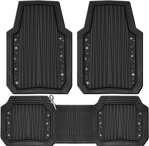 Bling Glitter Car Floor Mats Heavy Rubber Deep Water Proof, Black Bling Glitter Car Floor Mats Heavy Rubber Deep Water Proof, Black