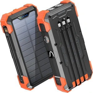 Solar Power Bank 24000mAh, Portable Charger with 4 Built-in Cables Solar Power Bank 24000mAh, Portable Charger with 4 Built-in Cables