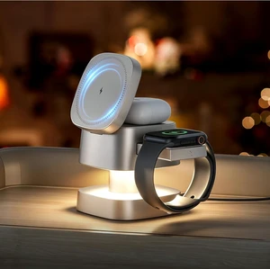 4 in 1 Charging Station for Devices, 3 in 1 Wireless Charger Stand with Night Light for iPhone 17/16/15/14/13/12 Pro Max, Watch AirPods, 15W MagSafe Magnetic Charging for Bedroom Office 4 in 1 Charging Station for Devices, 3 in 1 Wireless Charger Stand with Night Light for iPhone 17/16/15/14/13/12 Pro Max, Watch AirPods, 15W MagSafe Magnetic Charging for Bedroom Office