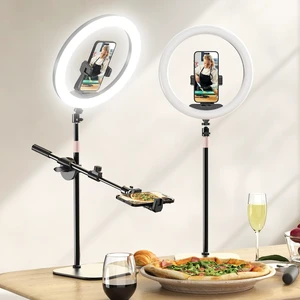 12" Desk Ring Light with Stand and Phone Holder, Overhead Phone Mount for Video Recording, Zoom Meeting, Live Streaming, Tiktok, YouTubeCompatible with iPhone, Android, Cameras 12" Desk Ring Light with Stand and Phone Holder, Overhead Phone Mount for Video Recording, Zoom Meeting, Live Streaming, Tiktok, YouTubeCompatible with iPhone, Android, Cameras