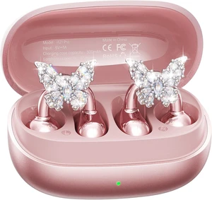 Gen2 Clip-On Open Ear Earbuds with Sparkle Butterfly Earrings, Earrings-On Storage Case, Bluetooth 5.4 Wireless Headphones for Women, 40H Playtime, Comfortable Fit for Small Ears, Rose Gold Gen2 Clip-On Open Ear Earbuds with Sparkle Butterfly Earrings, Earrings-On Storage Case, Bluetooth 5.4 Wireless Headphones for Women, 40H Playtime, Comfortable Fit for Small Ears, Rose Gold