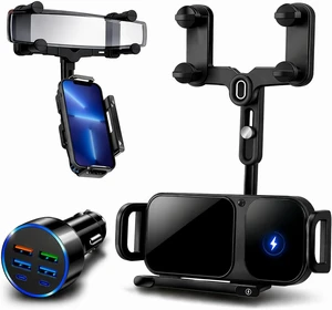 Wireless Car Charger Mount, Auto-Clamping Phone Holder with Fast Charging Wireless Cell Phone Charging Car Mount for iPhone & Android (Rear Mirror Mount) Wireless Car Charger Mount, Auto-Clamping Phone Holder with Fast Charging Wireless Cell Phone Charging Car Mount for iPhone & Android (Rear Mirror Mount)