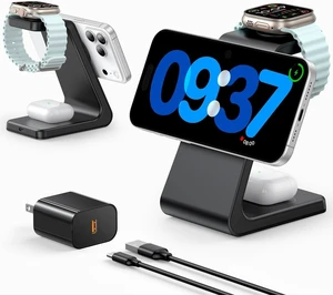 3 in 1 Wireless Charging Station for Mag Safe Charger, 15W Fast Mag-Safe Charger Stand Compatible with iPhone 17 16 15 14 13 12, Watch Charger & Airpods, Gifts for Wife & Husband, Black 3 in 1 Wireless Charging Station for Mag Safe Charger, 15W Fast Mag-Safe Charger Stand Compatible with iPhone 17 16 15 14 13 12, Watch Charger & Airpods, Gifts for Wife & Husband, Black