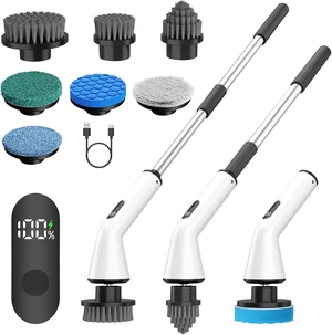 Electric Spin Scrubber for Bathroom,Power Cleaning Brush with 7 Replaceable Brush Heads, Adjustable Long Handle, Cordless Electric Shower Scrubber for Home, Floor, Kitchen & Car Electric Spin Scrubber for Bathroom,Power Cleaning Brush with 7 Replaceable Brush Heads, Adjustable Long Handle, Cordless Electric Shower Scrubber for Home, Floor, Kitchen & Car