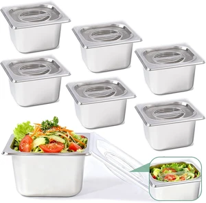 6 Pack Stainless Steam Hotel Pan with Lid, 1/6 Size x 4 Inch Deep Table Steam Pan Restaurant Supplies Reusable Anti Rust Catering Storage for Home, Buffet,Party, Restaurant, Hotel 6 Pack Stainless Steam Hotel Pan with Lid, 1/6 Size x 4 Inch Deep Table Steam Pan Restaurant Supplies Reusable Anti Rust Catering Storage for Home, Buffet,Party, Restaurant, Hotel