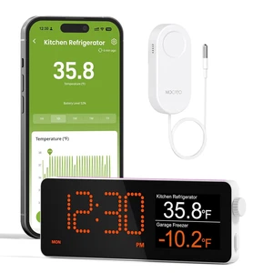 WiFi Refrigerator Thermometer, Remote Email & App Alert, 2 Years Data Export, 1 Smart Temperature Sensor Frezzer Alarm with Digital Monitor Hub for Home, Kitchen, Fridge WiFi Refrigerator Thermometer, Remote Email & App Alert, 2 Years Data Export, 1 Smart Temperature Sensor Frezzer Alarm with Digital Monitor Hub for Home, Kitchen, Fridge