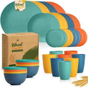 Wheat Straw Dinnerware Set, 40-PCS Lightweight Dish Set for 8 Wheat Straw Dinnerware Set, 40-PCS Lightweight Dish Set for 8