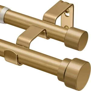 1 Inch Modern Gold Double Curtain Rods for Windows 72-144 Inch Adjustable 1 Inch Modern Gold Double Curtain Rods for Windows 72-144 Inch Adjustable