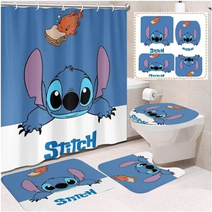 Cute Sitch Shower Curtain Set 4 Piece with Non-Slip Rugs, Toilet Lid Cover and Bath Mat Cartoon Bathroom Decor 72 x 72inch (Stitch 001) Cute Sitch Shower Curtain Set 4 Piece with Non-Slip Rugs, Toilet Lid Cover and Bath Mat Cartoon Bathroom Decor 72 x 72inch (Stitch 001)