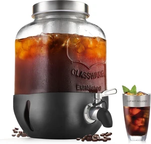 Cold Brew Coffee Maker, 1 Gallon Iced Coffee Maker With Stainless Steel Filter, Heavy Duty Glass Cold Brew Pitcher With Stainless Steel Spigot, Mason Jar Cold Brew Coffee Maker Fast Iced Tea Maker Cold Brew Coffee Maker, 1 Gallon Iced Coffee Maker With Stainless Steel Filter, Heavy Duty Glass Cold Brew Pitcher With Stainless Steel Spigot, Mason Jar Cold Brew Coffee Maker Fast Iced Tea Maker