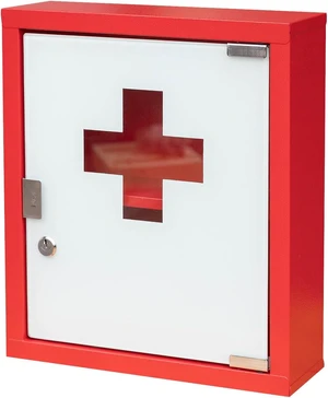 Wall Mount Locking Medicine Cabinet, Large Steel First Aid Organizer with Glass Door & 2-Tier Shelf, Secure Medication Lock Box for Bathroom Kitchen Closet, 14 x 12 x 4 Inch Red Wall Mount Locking Medicine Cabinet, Large Steel First Aid Organizer with Glass Door & 2-Tier Shelf, Secure Medication Lock Box for Bathroom Kitchen Closet, 14 x 12 x 4 Inch Red