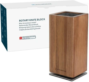 Magnetic Knife Block without Knives, 360° Rotatable Acacia Wood Knife Holder, Large Knife Storage with Magnet for Knives & Utensils, Kitchen Countertop Organizer Magnetic Knife Block without Knives, 360° Rotatable Acacia Wood Knife Holder, Large Knife Storage with Magnet for Knives & Utensils, Kitchen Countertop Organizer