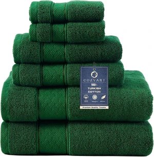 Bath Towel Set 6 PCS Formal Green Luxury 100% Turkish Cotton 650GSM Bath Towel Set 6 PCS Formal Green Luxury 100% Turkish Cotton 650GSM