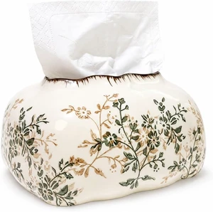 Ceramic Tissue Holder Vintage with Floral Pattern Decorative Ceramic Tissue Holder Vintage with Floral Pattern Decorative